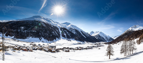 Livigno village covered by fresh snow, Livigno, Italy, Europe. photo