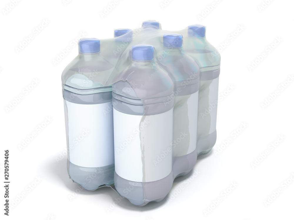 pat bottles in wrapped package 3d render on white pat bottles in wrapped package 3d render on white