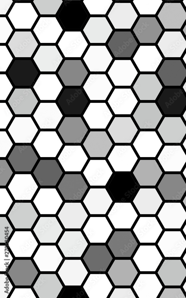 White honeycomb with a gradient color. Isometric geometry. 3D illustration White honeycomb with a gradient color. Isometric geometry. 3D illustration