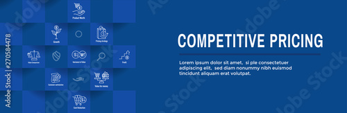 Competitive Pricing Icon Set with Growth, Profitability, & Worth
