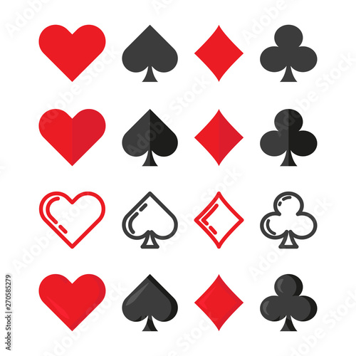 set of card suit in flat style