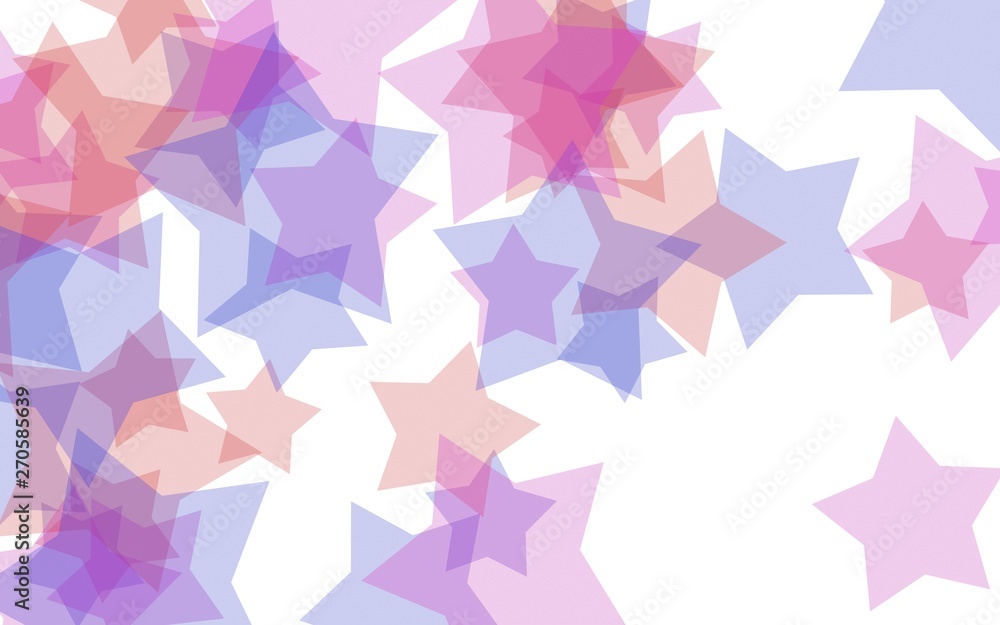 Multicolored translucent stars on a white background. Red tones. 3D illustration Multicolored translucent stars on a white background. Red tones. 3D illustration
