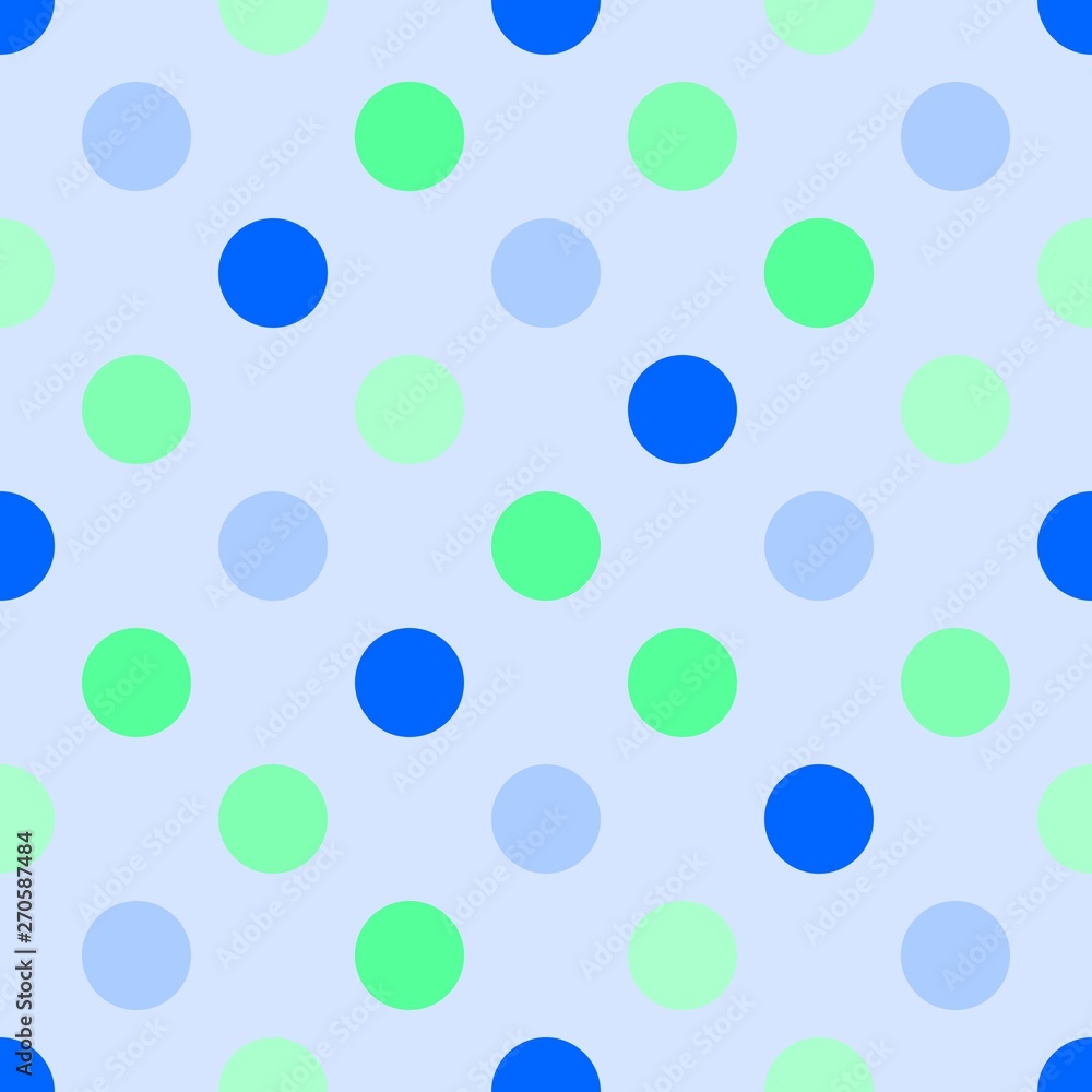 Blue and green shades polka dots seamless pattern vector