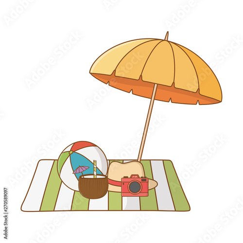summer vacation beach objects cartoon