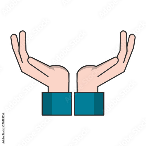 Hands open up cartoon isolated