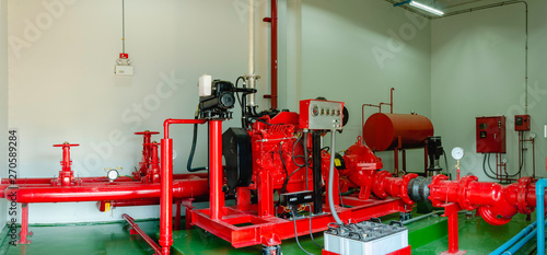 Canvas Print Fire pump system room.
