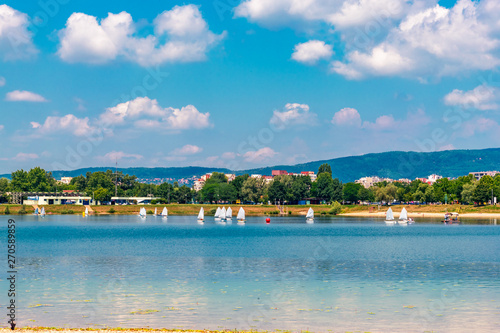 Sailboats on the lake, beautiful landscape, Zagreb, Croatia