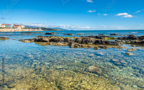 Gorgeous sea font and ramparts, Alghero (L'Alguer), province of Sassari , Sardinia, Italy. Famous for the beauty of its coast and beaches and its historical city center. 