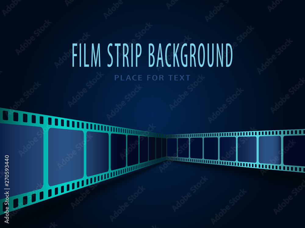 Film strip roll frame cinema background with place for text. Vector cinema festival poster, banner or flyer. Art design reel cinema filmstrip template.Movie time and entertainment concept. EPS 10.