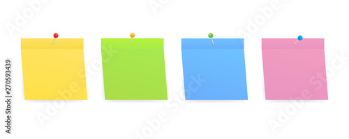 Sticky colored notes. Post note paper. Vector stock illustration.