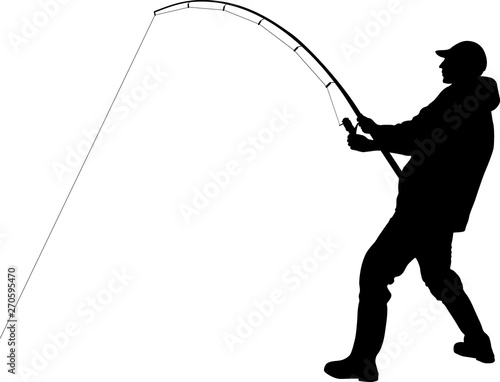 Fotografia silhouette of angler with fishing rod