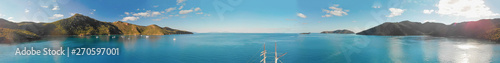 Whitsunday Islands, Australia. Aerial view of beautiful seascape at sunset