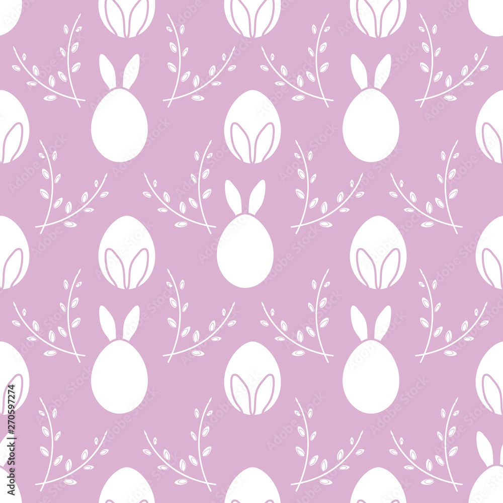 Seamless pattern. Easter Bunny ears, eggs, willow. Seamless pattern. Easter Bunny ears, eggs, willow.