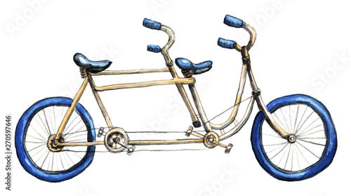 Watercolor tandem bicycle