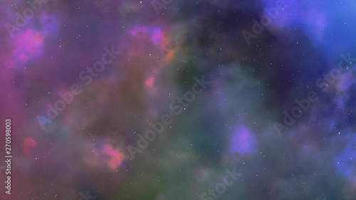 Fototapeta Naklejka Na Ścianę i Meble -  Fly through in the gas cloud nebula and stars 3d animation