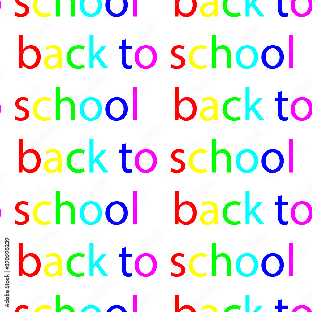 Back to school colorful typographic seamless pattern design template
