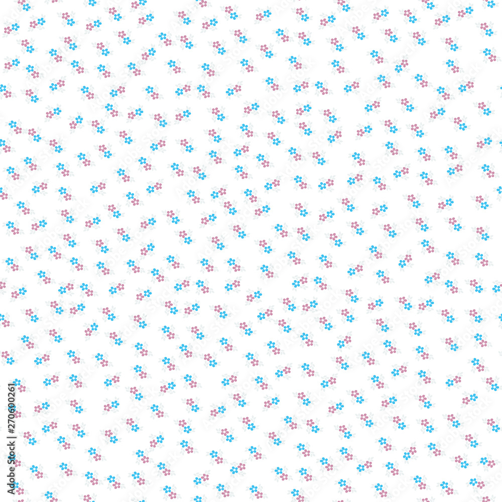 Seamless pattern with small flowers and leaves, endless floral print for fabric, Wallpaper, covers, surface, print, wrap, scrapbooking. Vector illustration Seamless pattern with small flowers and leaves, endless floral print for fabric, Wallpaper, covers, surface, print, wrap, scrapbooking. Vector illustration