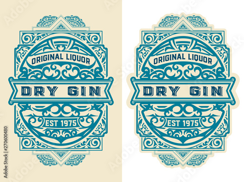 Vintage label with floral elements