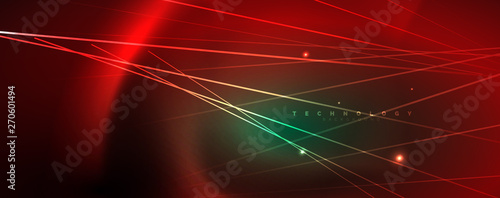 Vector neon light lines concept, abstract background