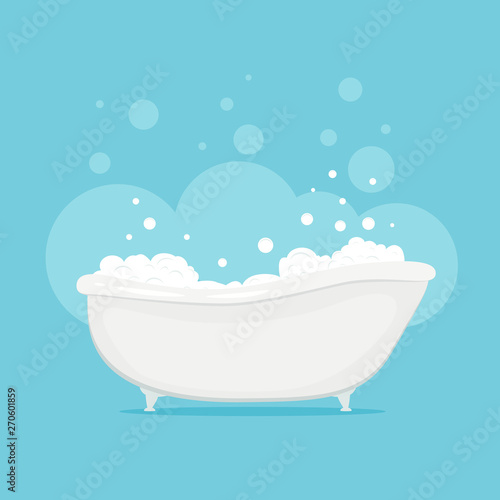 Bathtub in Blue Bathroom