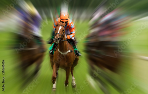 horse and jockey race action Motion blur effect
