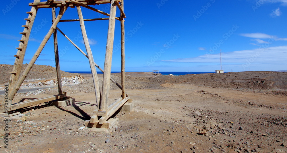 A wooden structure on the coast of the island of Sal