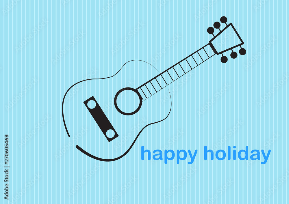 cute guitar art brush style in beautiful holiday ,vector illustrations cute guitar art brush style in beautiful holiday ,vector illustrations