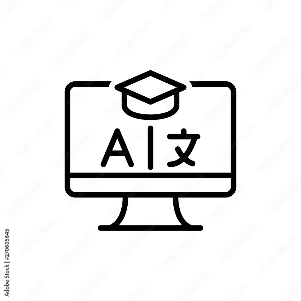 E learning language icon vector illustration sign E learning language icon vector illustration sign