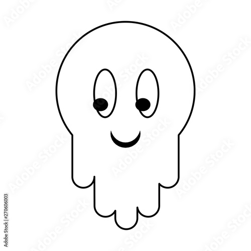 Videogame enemy ghost character in black and white