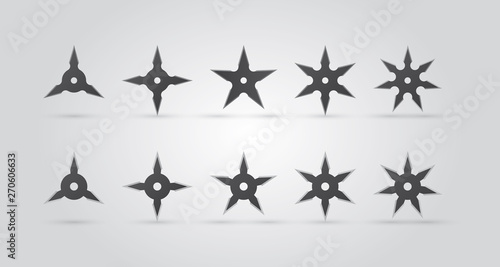 Various types of vector ninja throwing stars