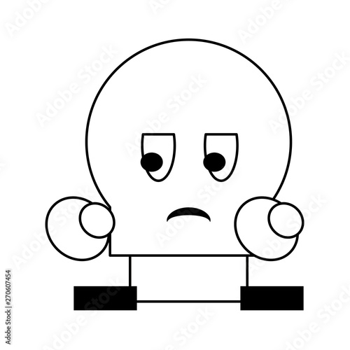 Videogame enemy character rock with fists in black and white