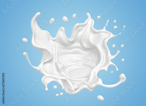 milk splash isolated on background  liquid or Yogurt splash  Include clipping path. 3d illustration.