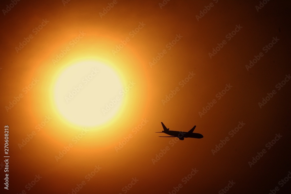 Airplane Silhouette in the sky Airplane Silhouette in the sky