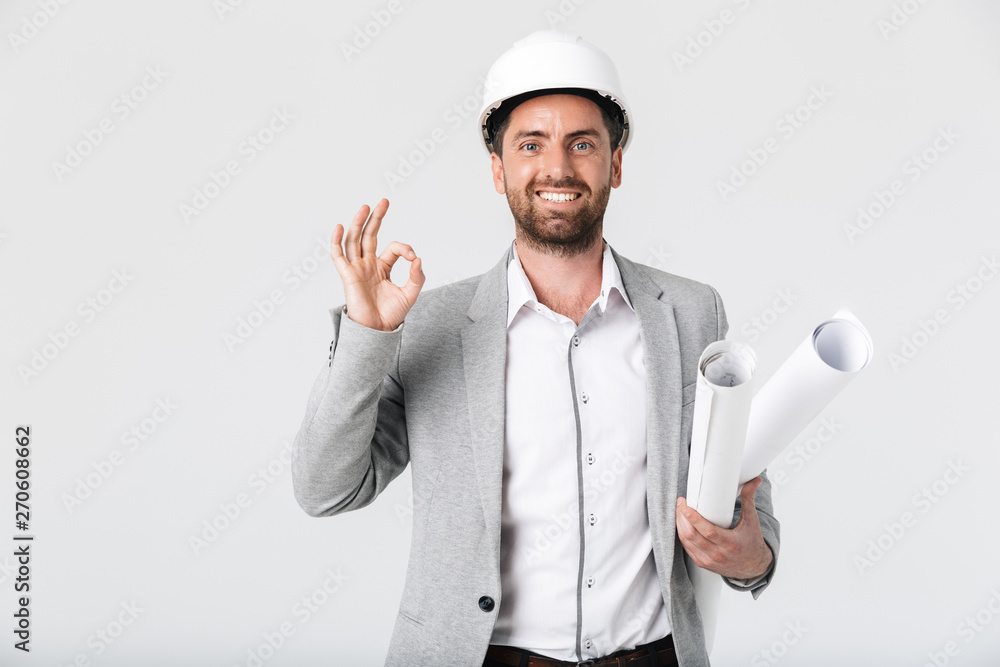 Confident bearded man builder wearing suit Confident bearded man builder wearing suit