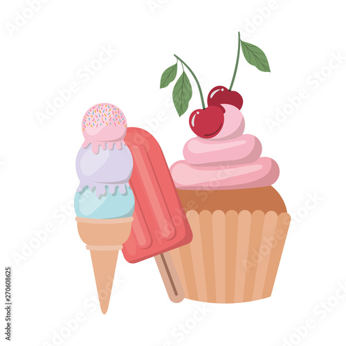 delicious cupcakes and ice cream for summer