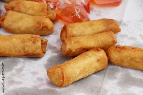fried spring rolls traditional for appetizer food