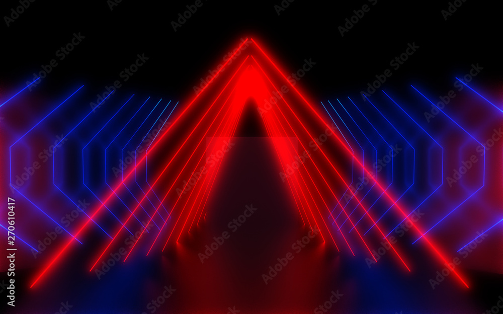 Dark neon abstract background. 3d illustration