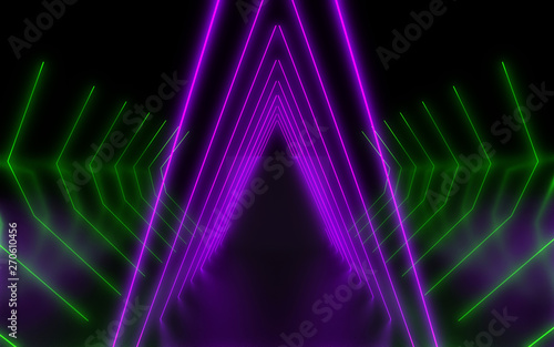 Dark neon abstract background. 3d illustration