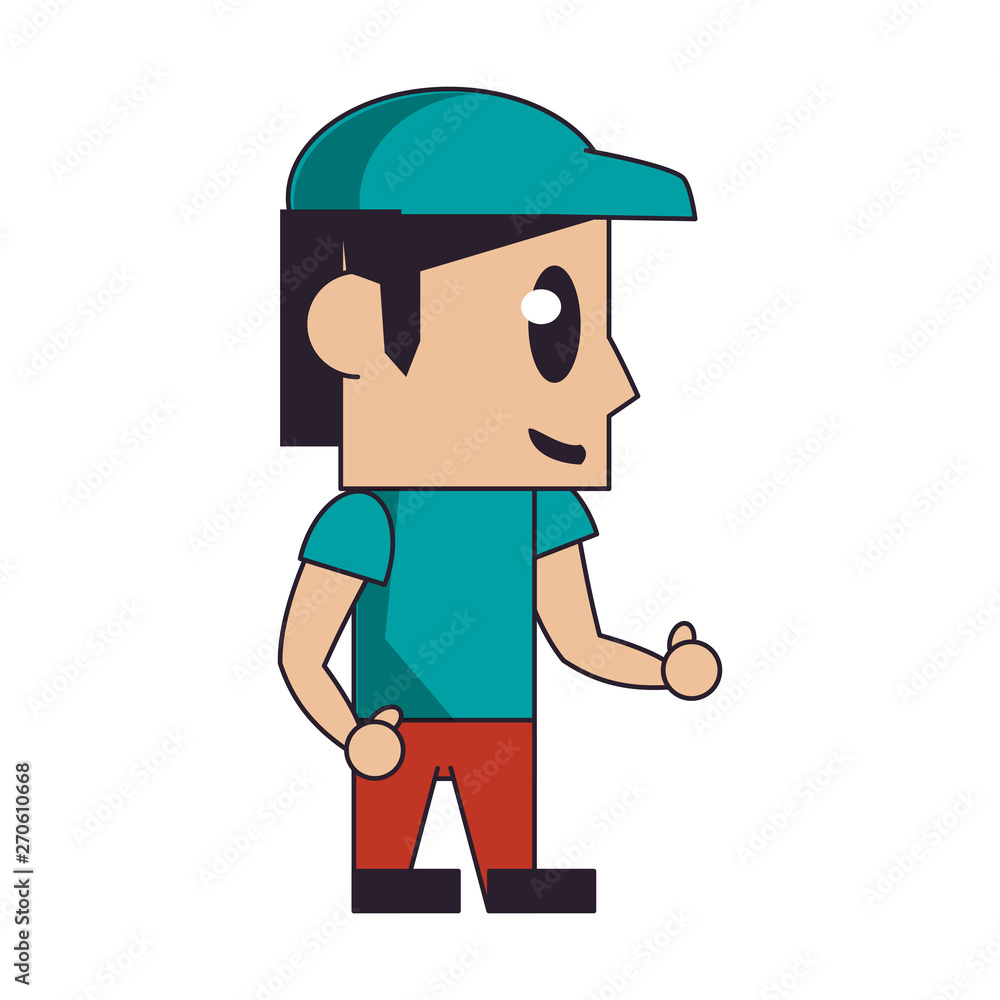 Young man with hat character cartoon Young man with hat character cartoon