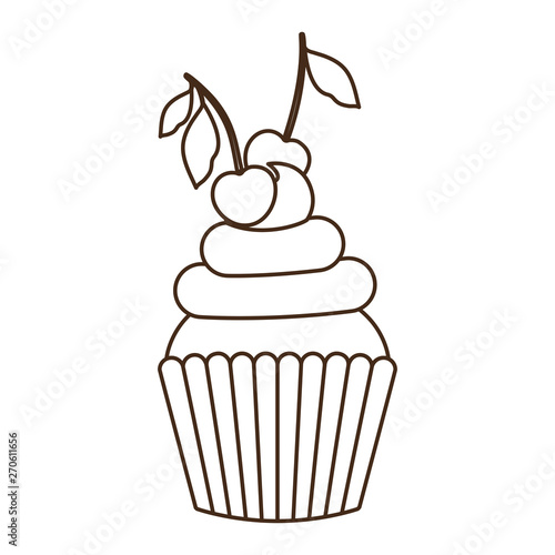 delicious cupcake with cream on white background