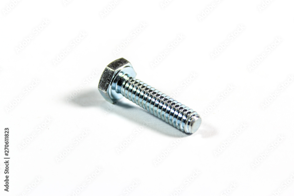 Metalic silver bolt on white isolated background Metalic silver bolt on white isolated background