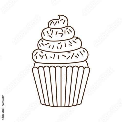 delicious cupcake with cream on white background