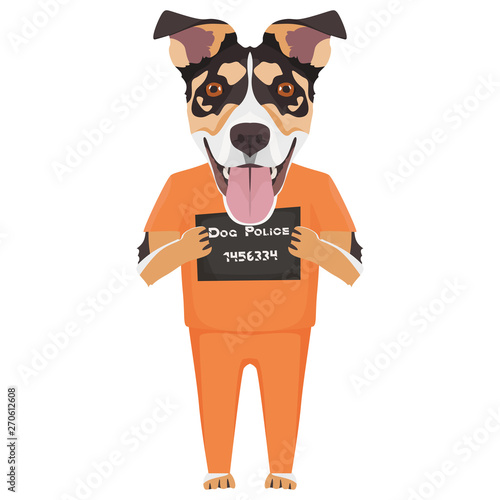Polizeifoto Gefängniskleidung Jack Russell Terrier