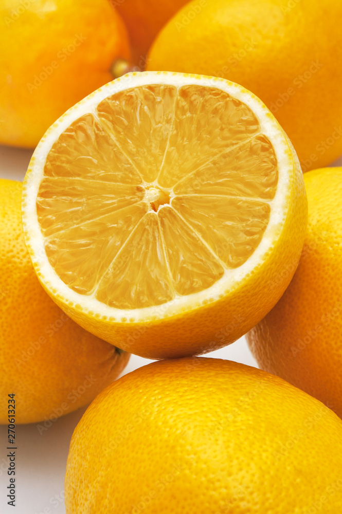 Group of fresh lemons on on white background Group of fresh lemons on on white background
