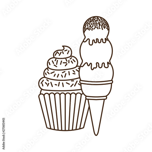 delicious cupcakes and ice cream for summer