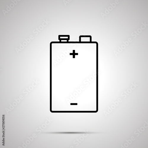 9V battery, simple black icon with shadow