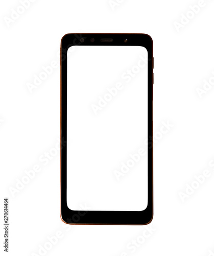 Realistic Gold Smartphone with Transparent Screen Isolated on white background.