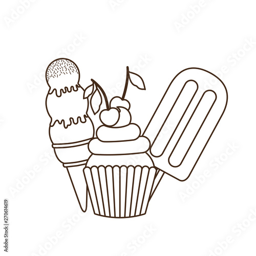 delicious cupcakes and ice cream for summer
