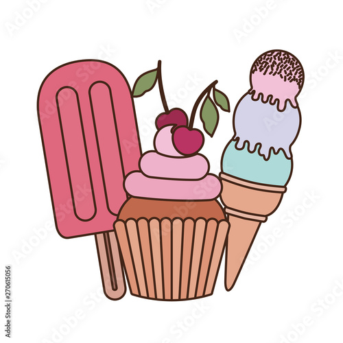 delicious cupcakes and ice cream for summer