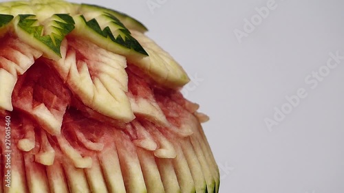 Carving fruits and vegetables that are unique to Thai food photo